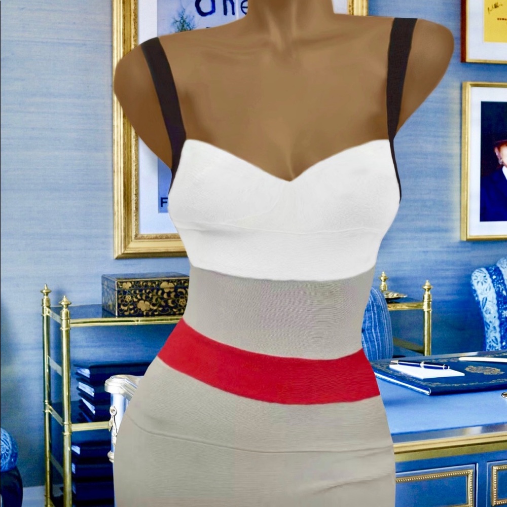 Auto Herve Leger Bodycon Modrian Dress